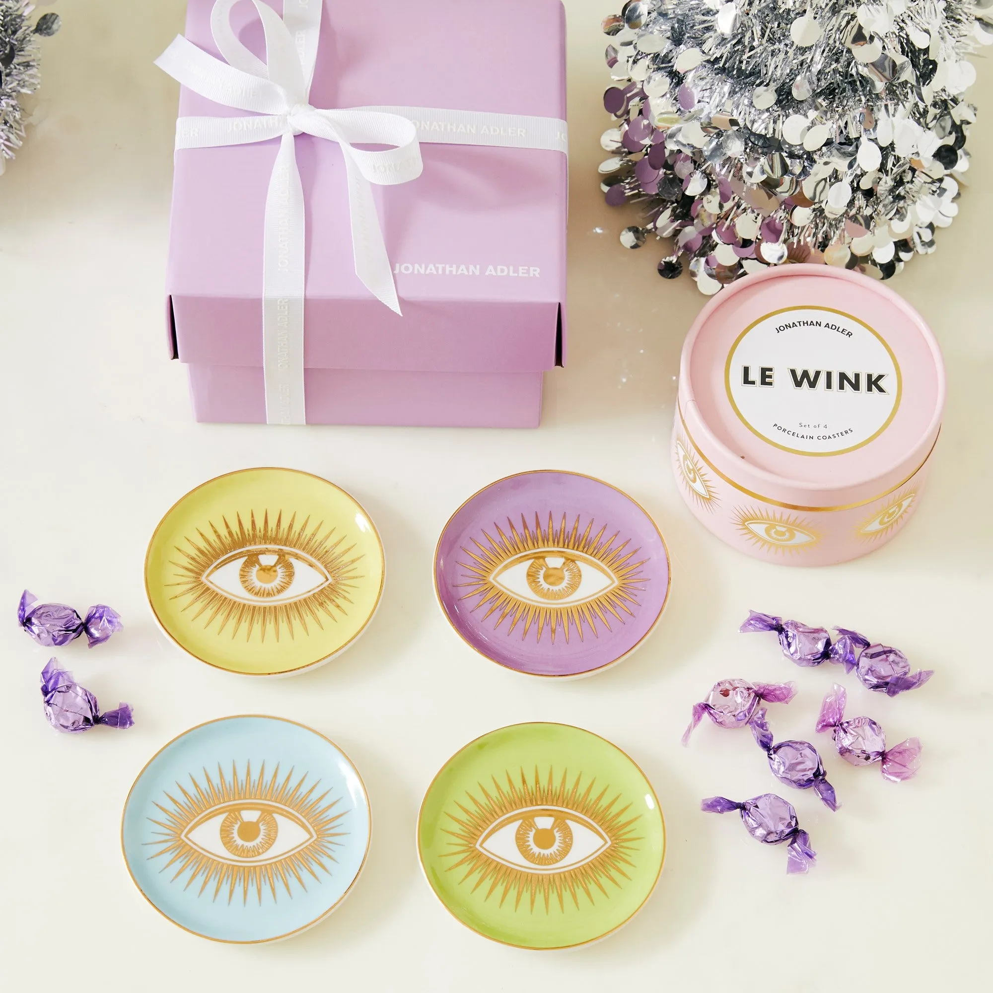 Le Wink Set of 4 Coasters, D10cm, Multi