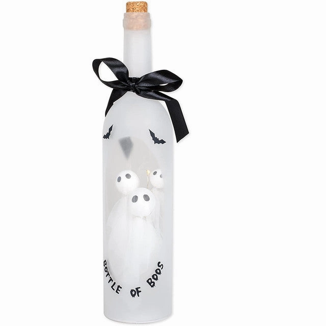 LED Light Up Bottle of Boos with Ghosts Decorative Mirror,Home Decor Mirror