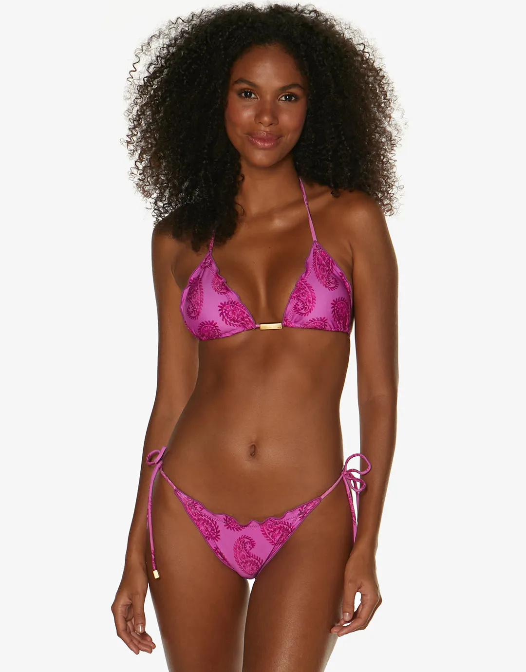 Leela Ripple Tie Bikini Pant - Pink
