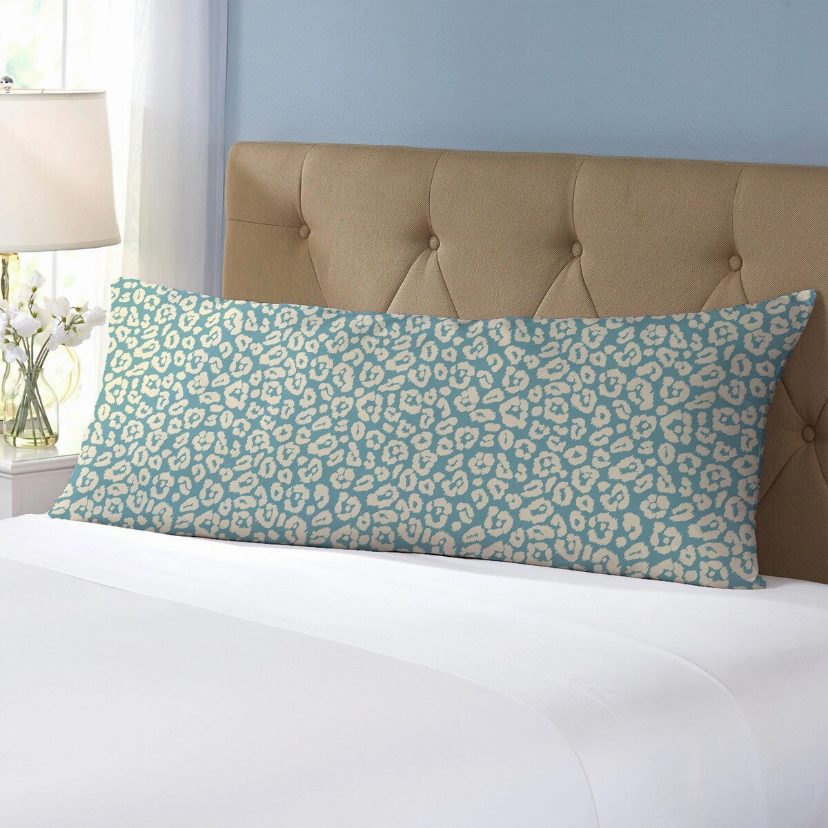 LEOPARD PRINT LIGHT BLUE Body Pillow By Kavka Designs - Light Blue