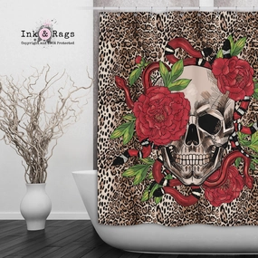 Leopard Snake Peony and Skull Shower Curtains and Optional Bath Mats Lighting,Lamps Fixtures