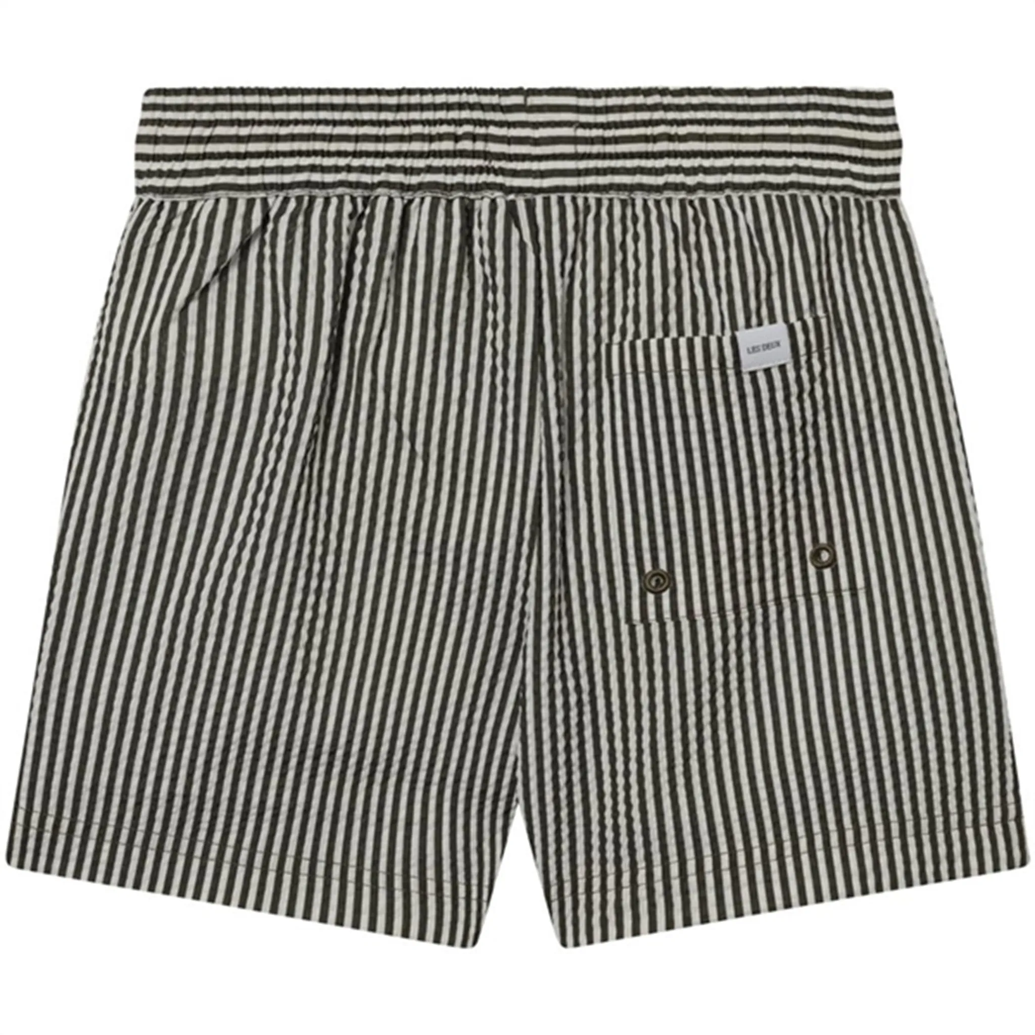 Les Deux Kids Olive Night/Ivory Stan Stripe Seersucker Swim Shorts