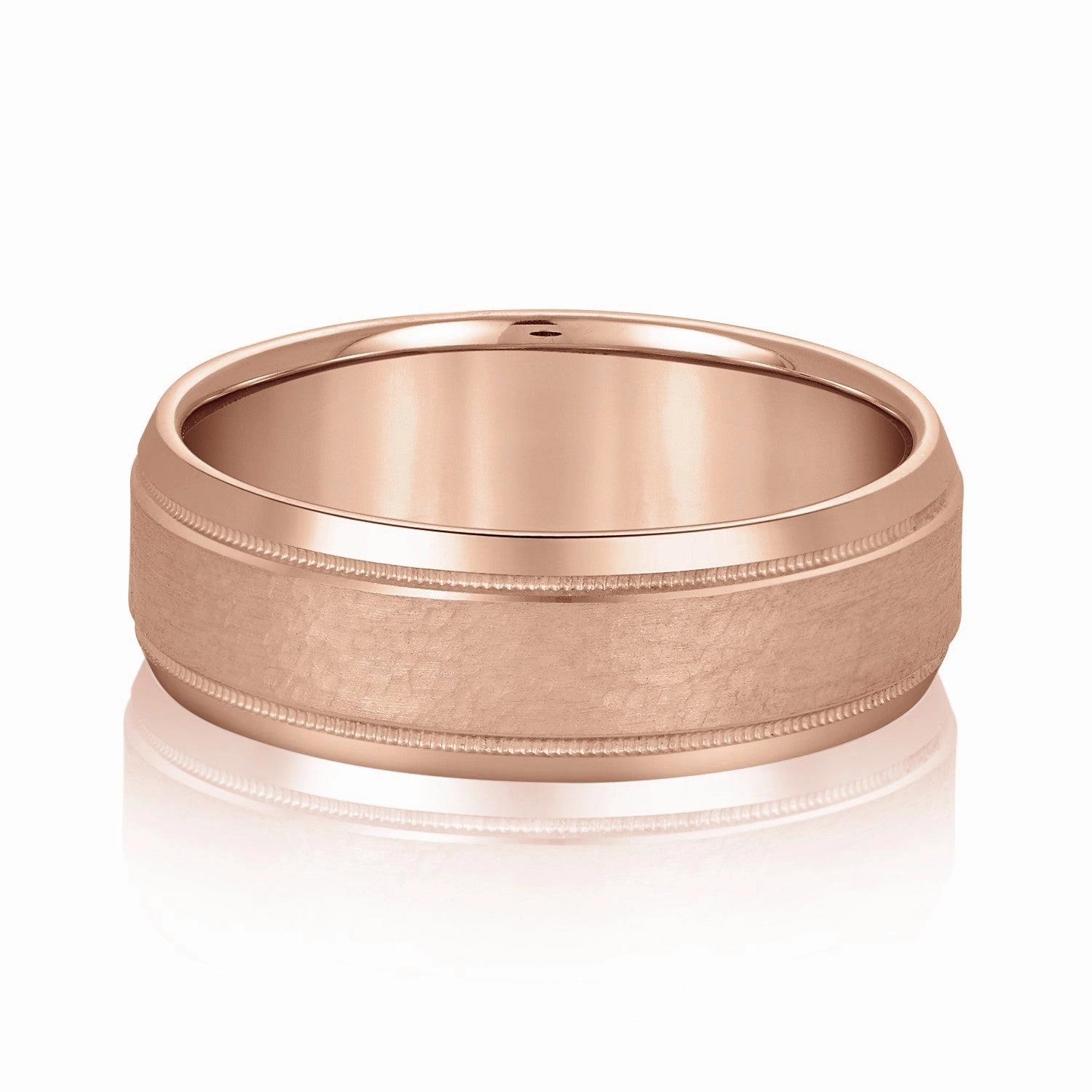 Light Hammer Finished Beveled Edge Men's Wedding Band