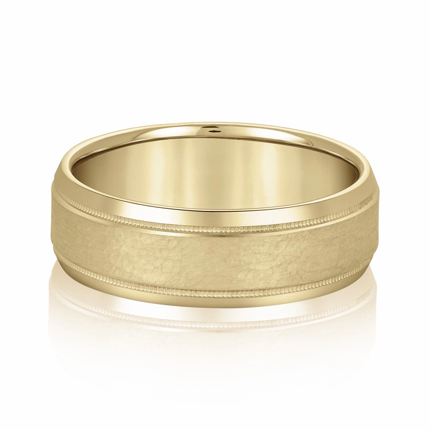 Light Hammer Finished Beveled Edge Men's Wedding Band