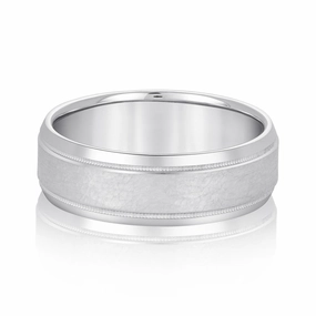 Light Hammer Finished Beveled Edge Men's Wedding Band