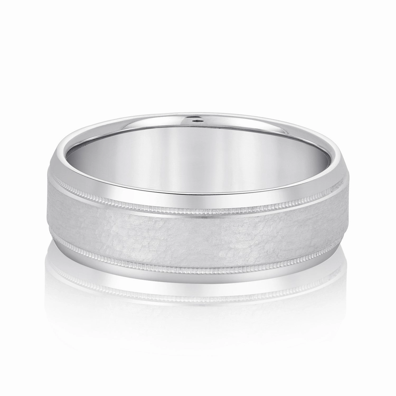 Light Hammer Finished Beveled Edge Men's Wedding Band