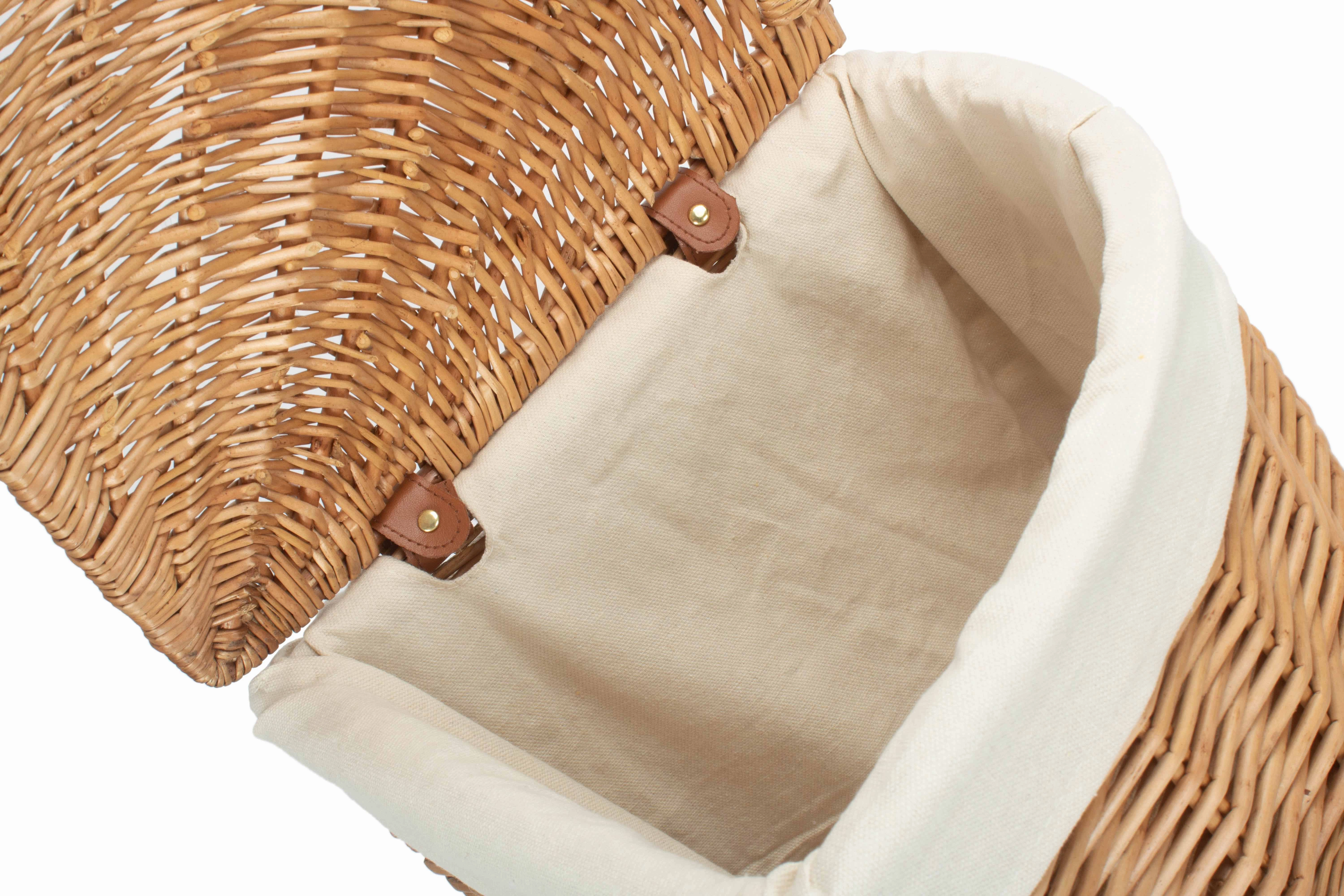 Light Steamed Willow Corner Linen Basket with White Lining - Small