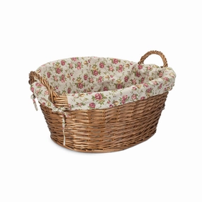 Light Steamed Willow Washing Basket with Garden Rose Lining laundry organizer,dirty clothes basket,plastic laundry basket