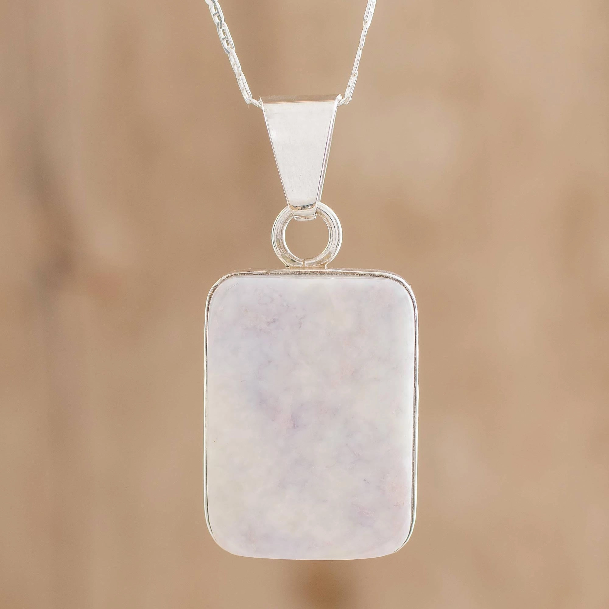 Lilac Maize God Reversible Lilac Jade and Silver Necklace