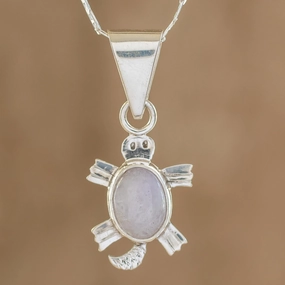 Lilac Marine Turtle Artisan Crafted Lilac Jade Turtle Necklace