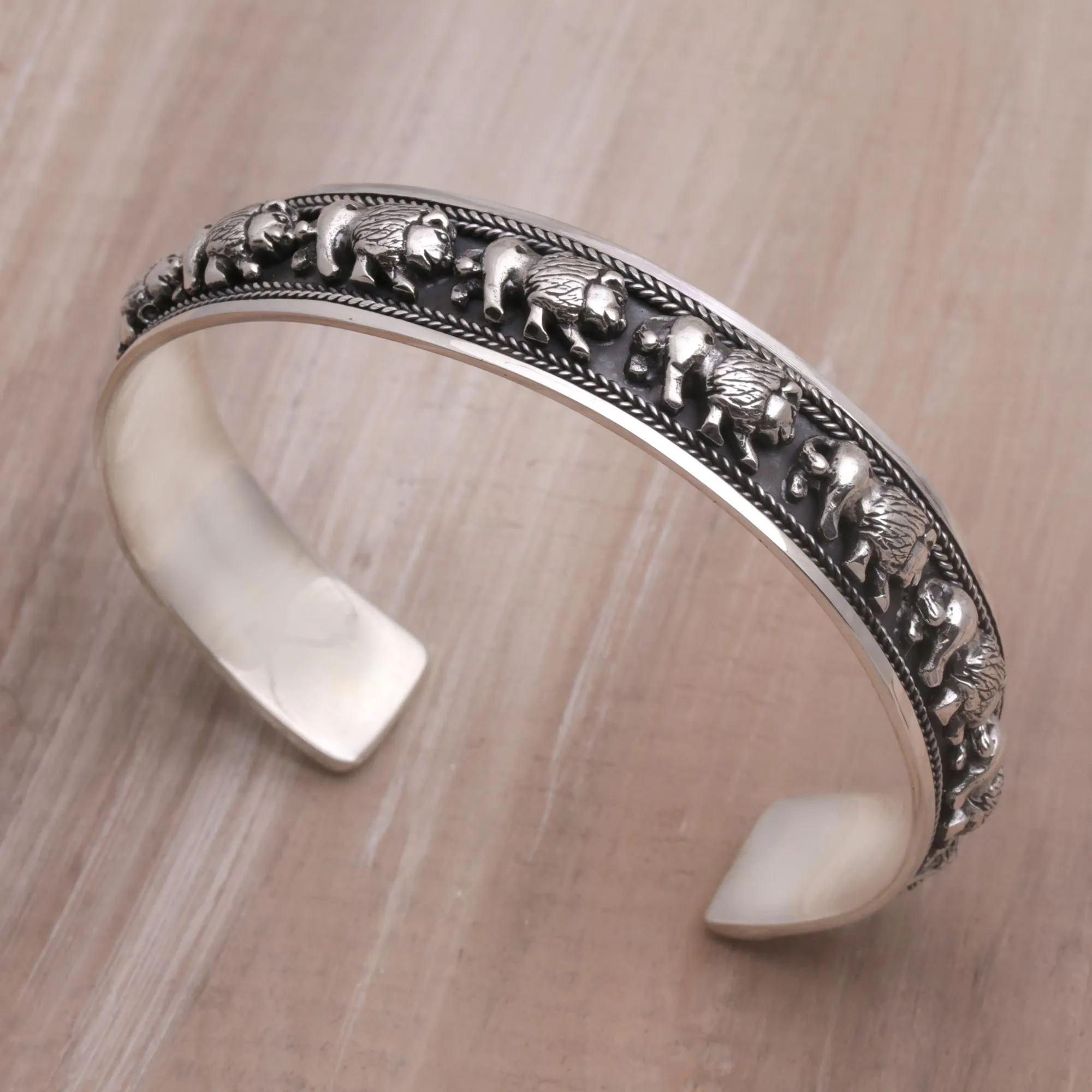 Lion Parade Silver Cuff Bracelet