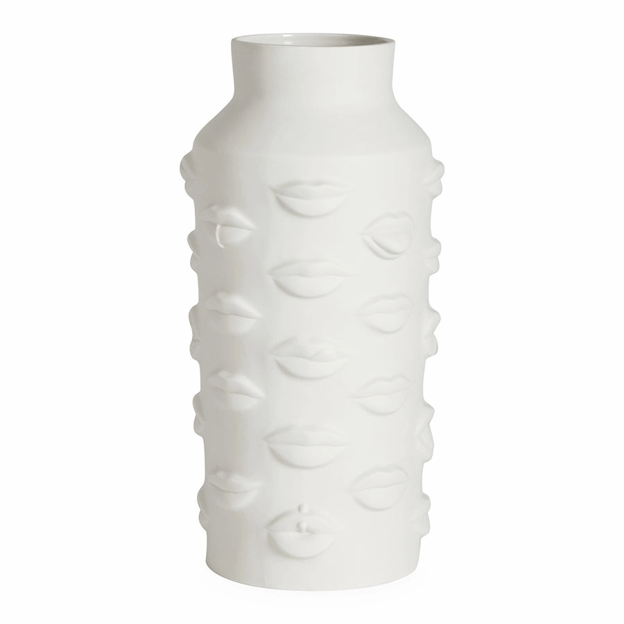 Lips Embossed Porcelain Vase L | Jonathan Adler Gala Vase,Glass Vase