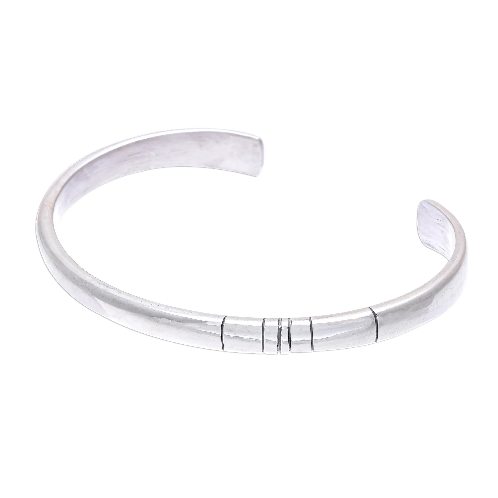 Living In Unity Slender Thai Unity Bracelet Cuff Crafted of Sterling Silver