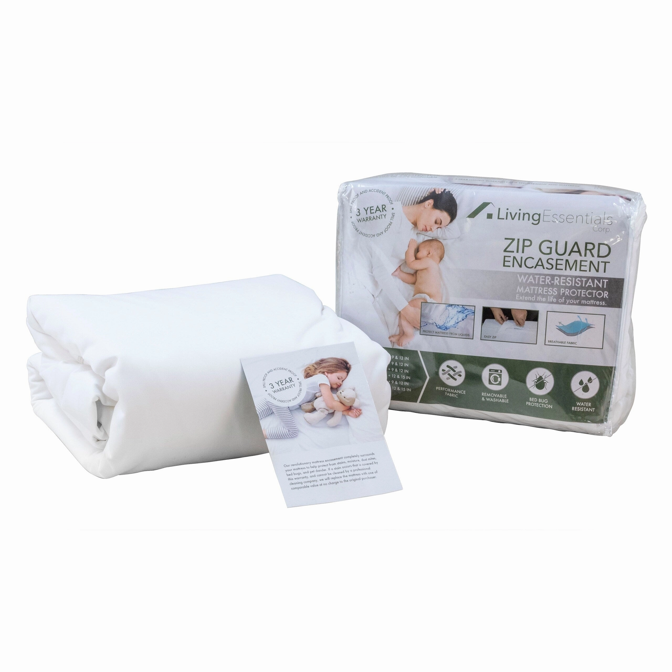 Living Essentials Hypoallergenic Waterproof Mattress Encasement (Twin)