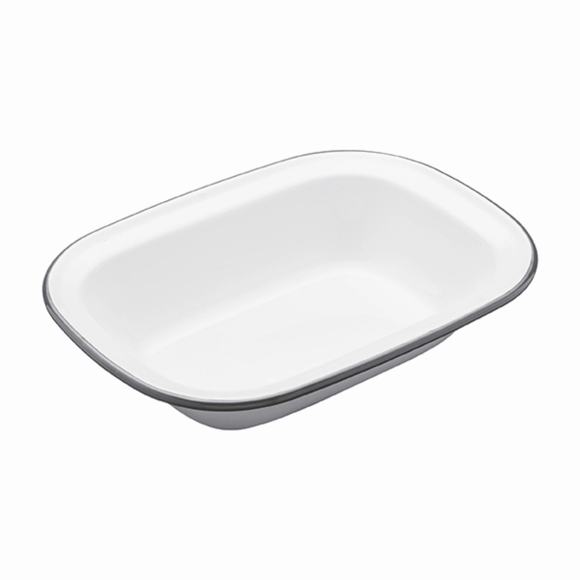 Living Nostalgia Rectangular pie dish, 22cm, white enamel curtain fabric, upholstery textile