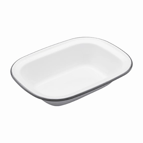 Living Nostalgia Rectangular pie dish, 22cm, white enamel curtain fabric, upholstery textile