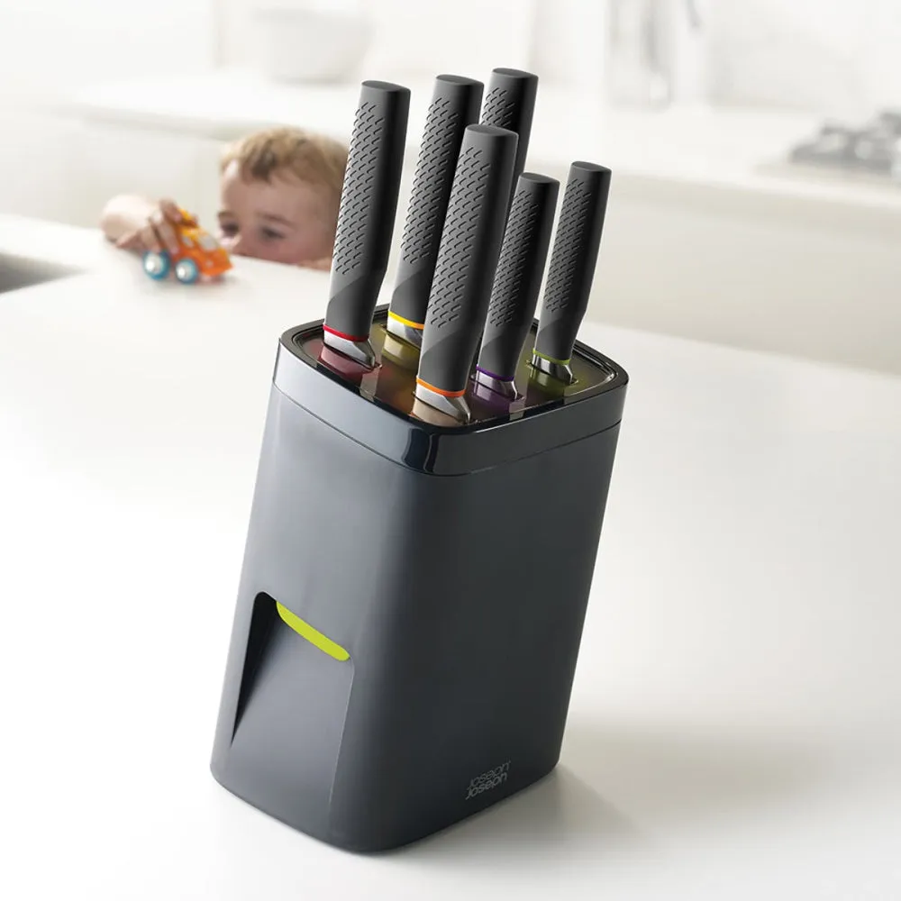 LockBlock 6 piece self locking knife block set round coffee table, wooden coffee table