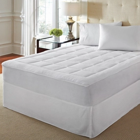 LoftWorks Microplush Extra Soft Plush Top Mattress Pad with Deep Skirt - White mattress pads,mattress topper,bed protection