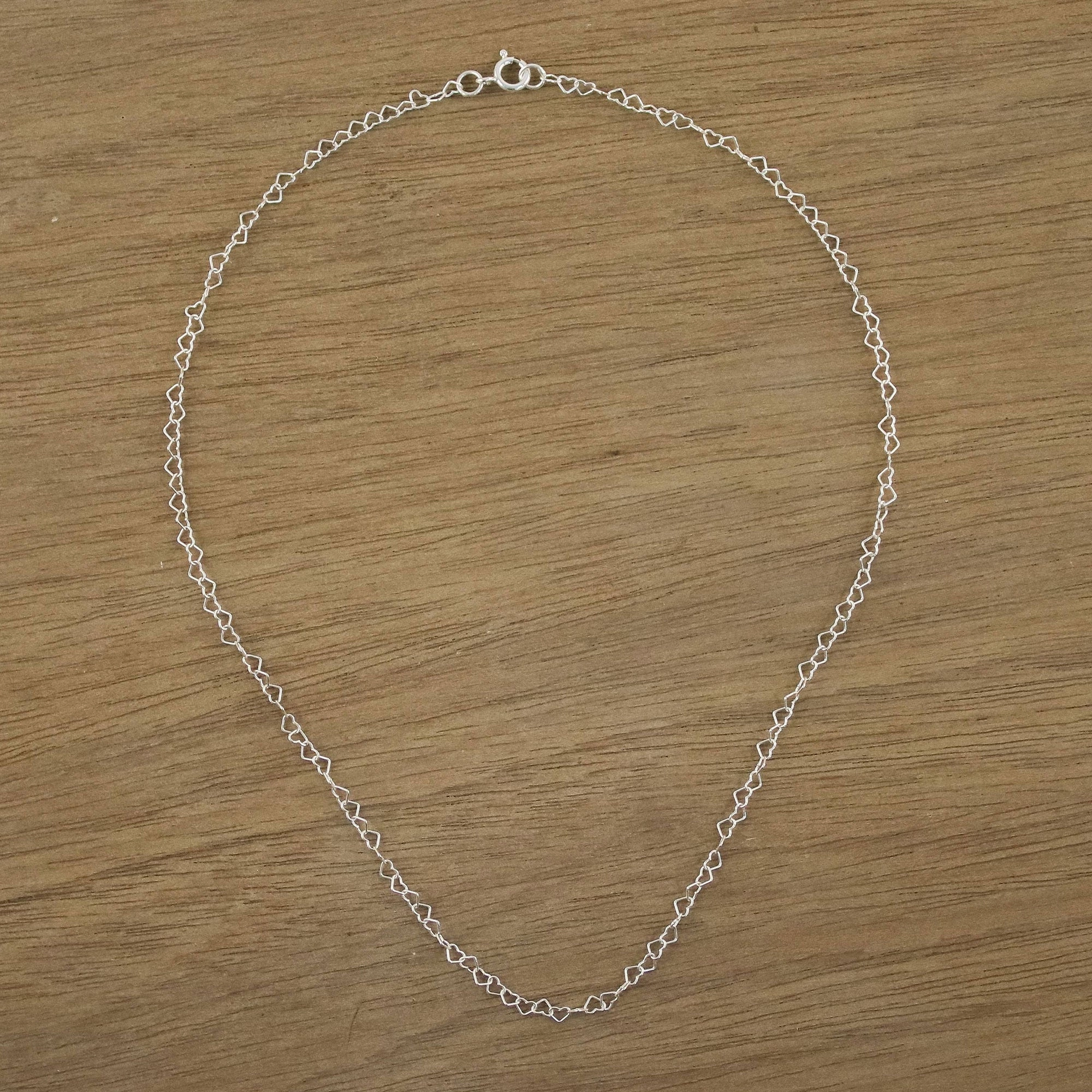 Lots of Love Sterling Silver Heart Link Necklace (3mm) from Thailand