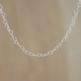 Lots of Love Sterling Silver Heart Link Necklace (3mm) from Thailand