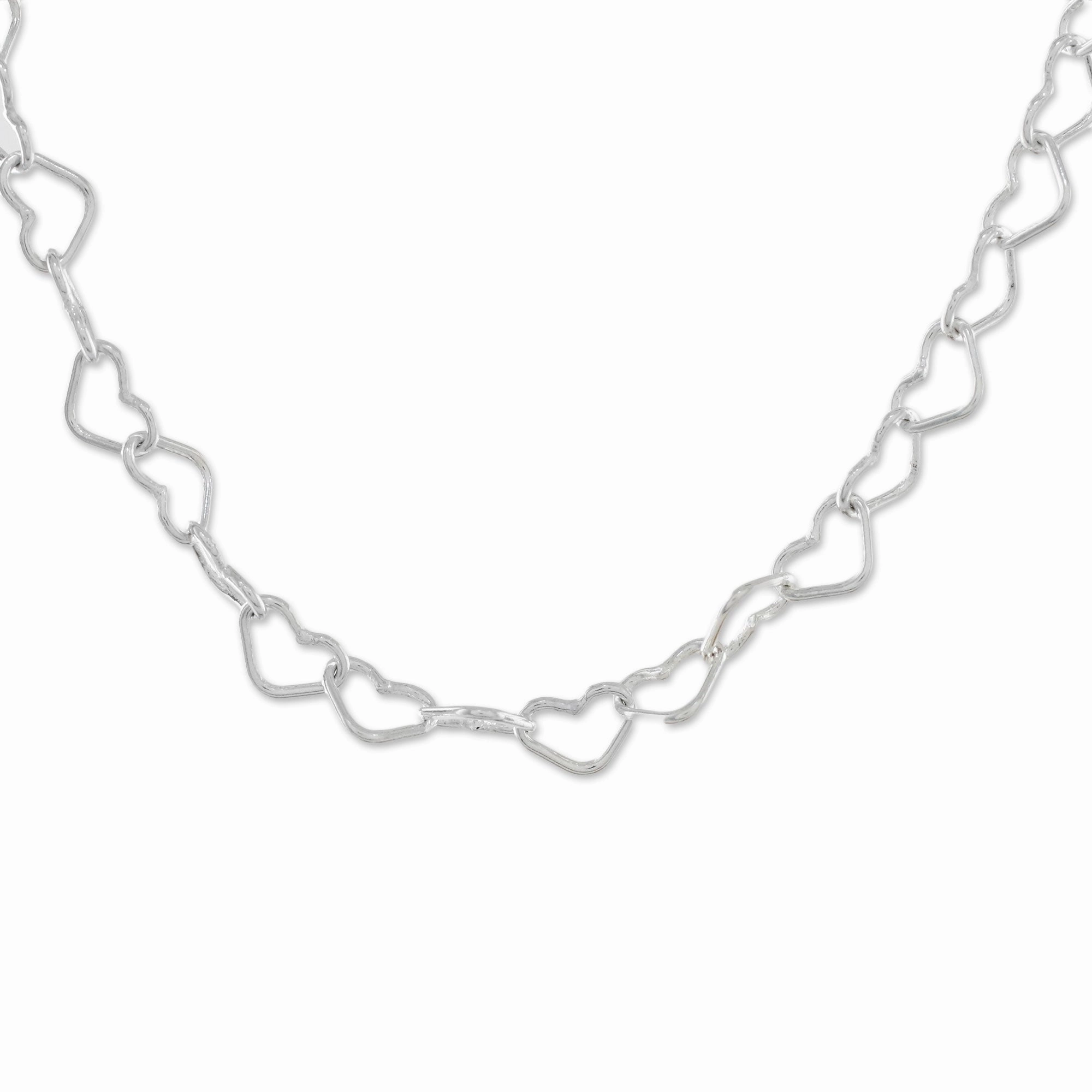 Lots of Love Sterling Silver Heart Link Necklace (6mm) from Thailand