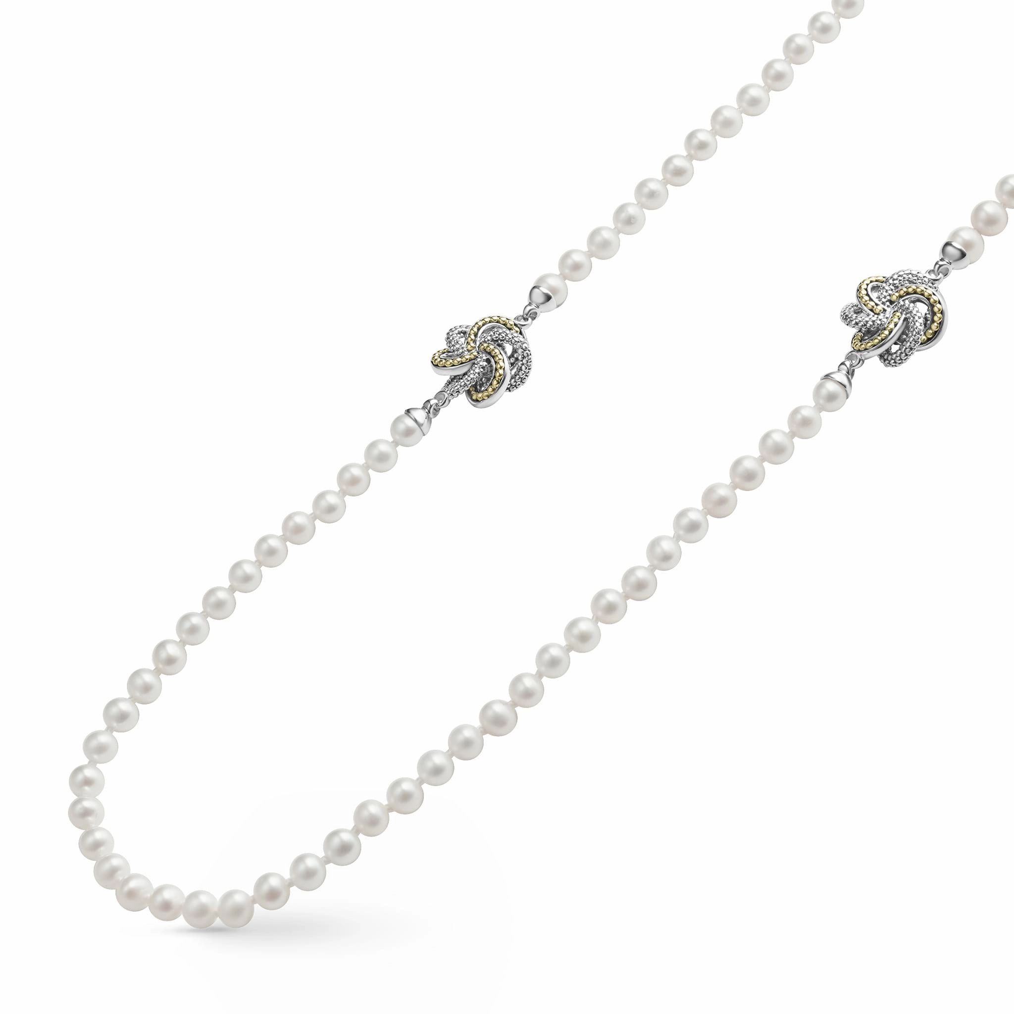 Love Knot Four Station Love Knot Pearl Necklace