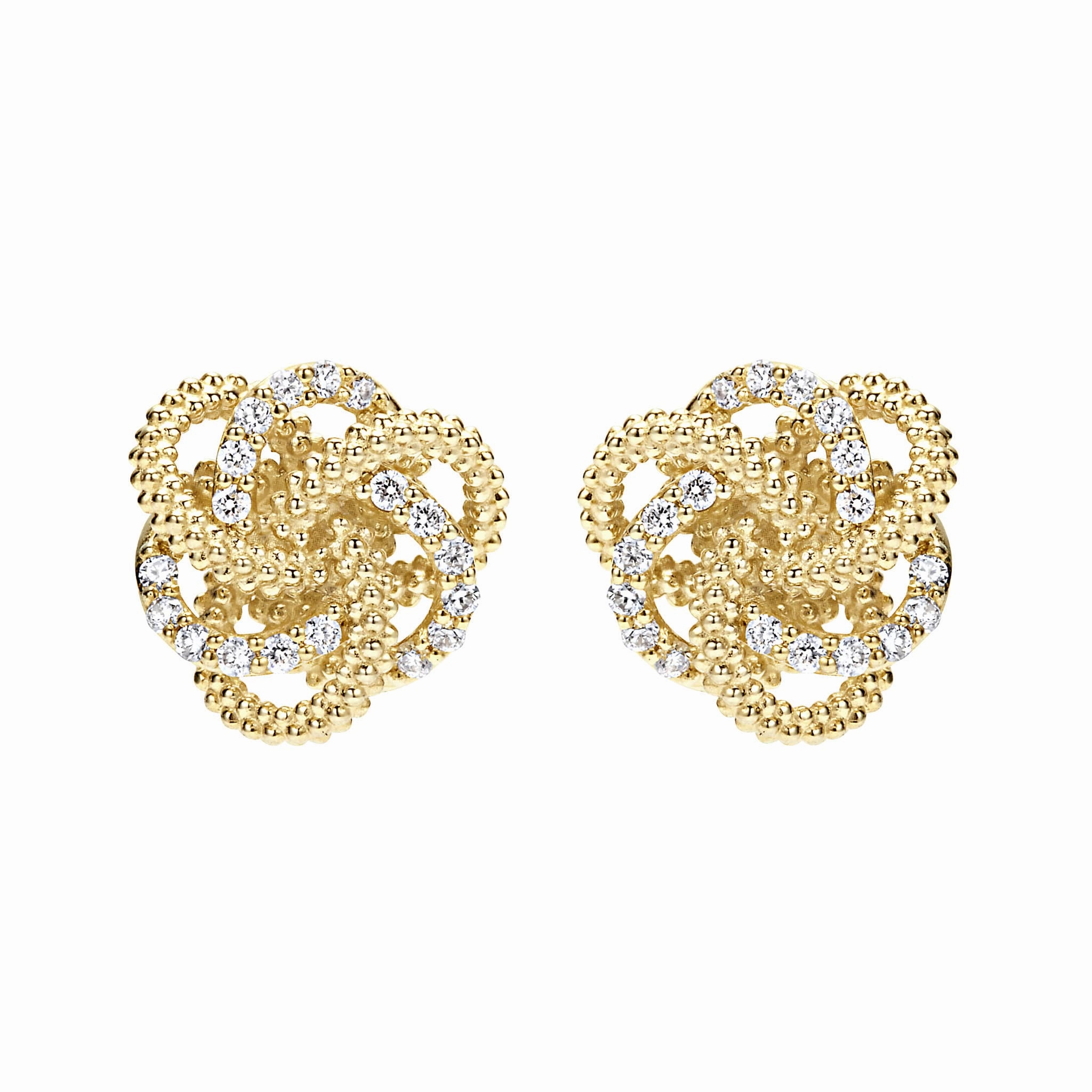 Love Knot Large 18K Gold Love Knot Diamond Stud Earrings