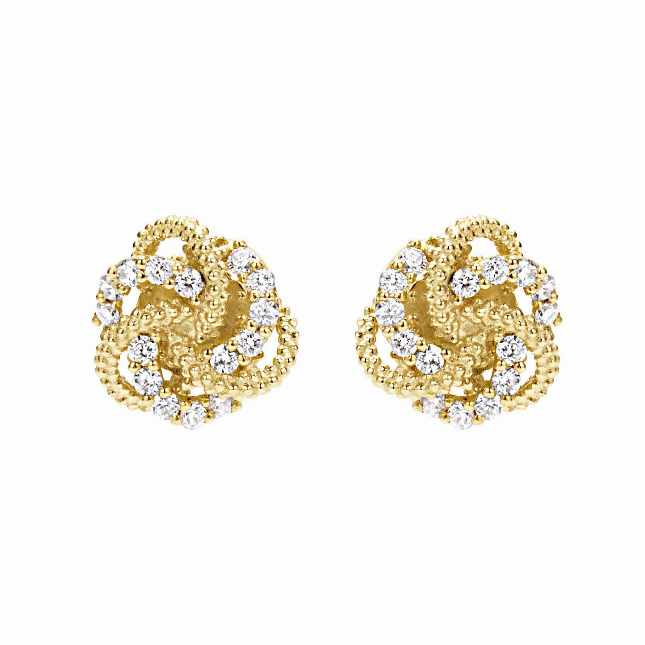 Love Knot Small 18K Gold Love Knot Diamond Stud Earrings
