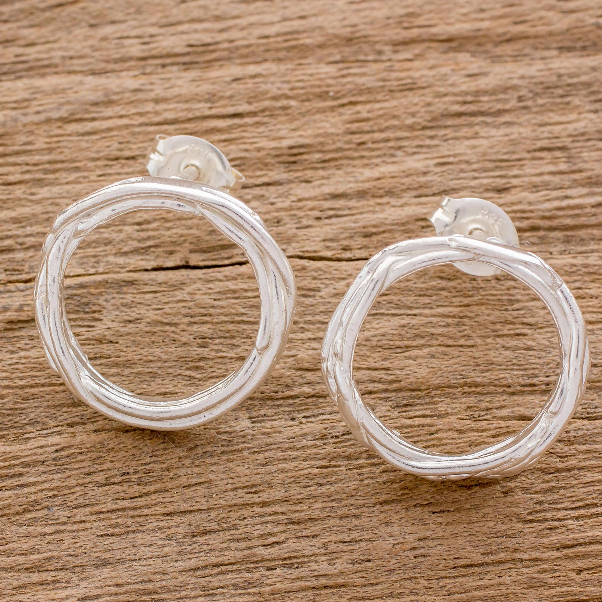 Love Nest Handcrafted Sterling Silver Circle Wreath Drop Earrings