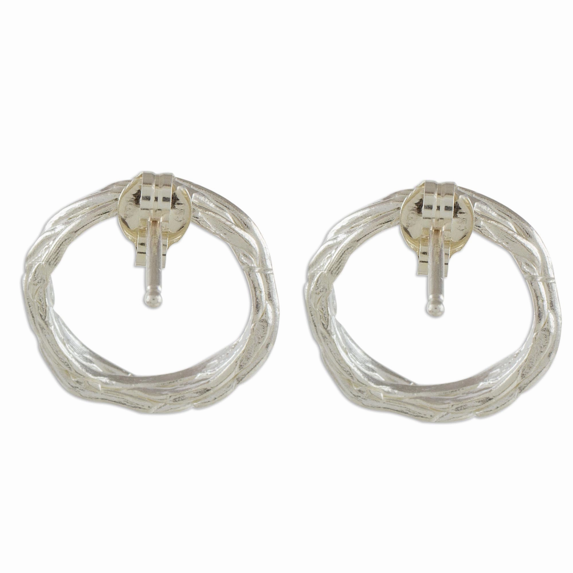 Love Nest Handcrafted Sterling Silver Circle Wreath Drop Earrings
