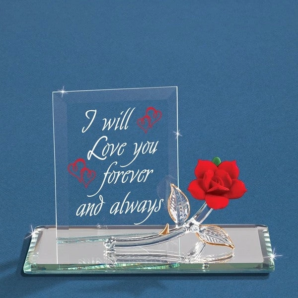 Love You Forever and Always with Red Rose Glass Figurine Decorative Mirror,Home Decor Mirror