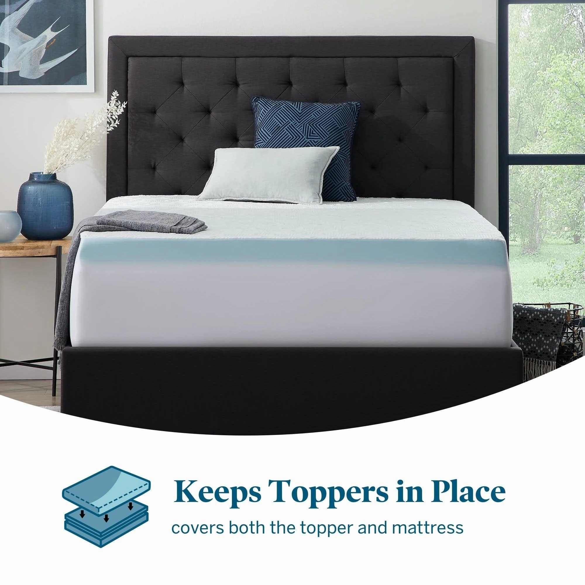 Lucid Comfort Collection Fitted Mattress and Topper Cover - White