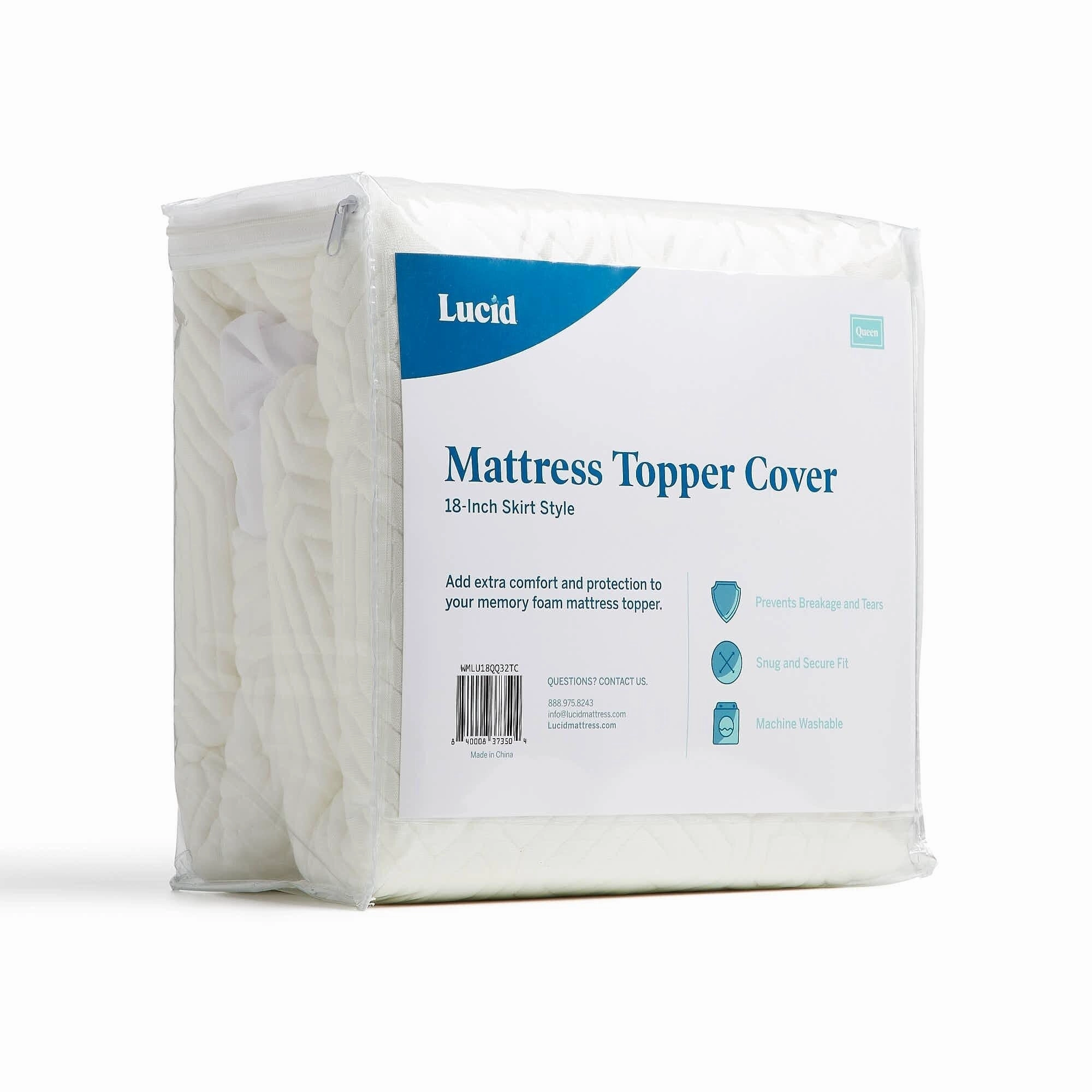 Lucid Comfort Collection Fitted Mattress and Topper Cover - White