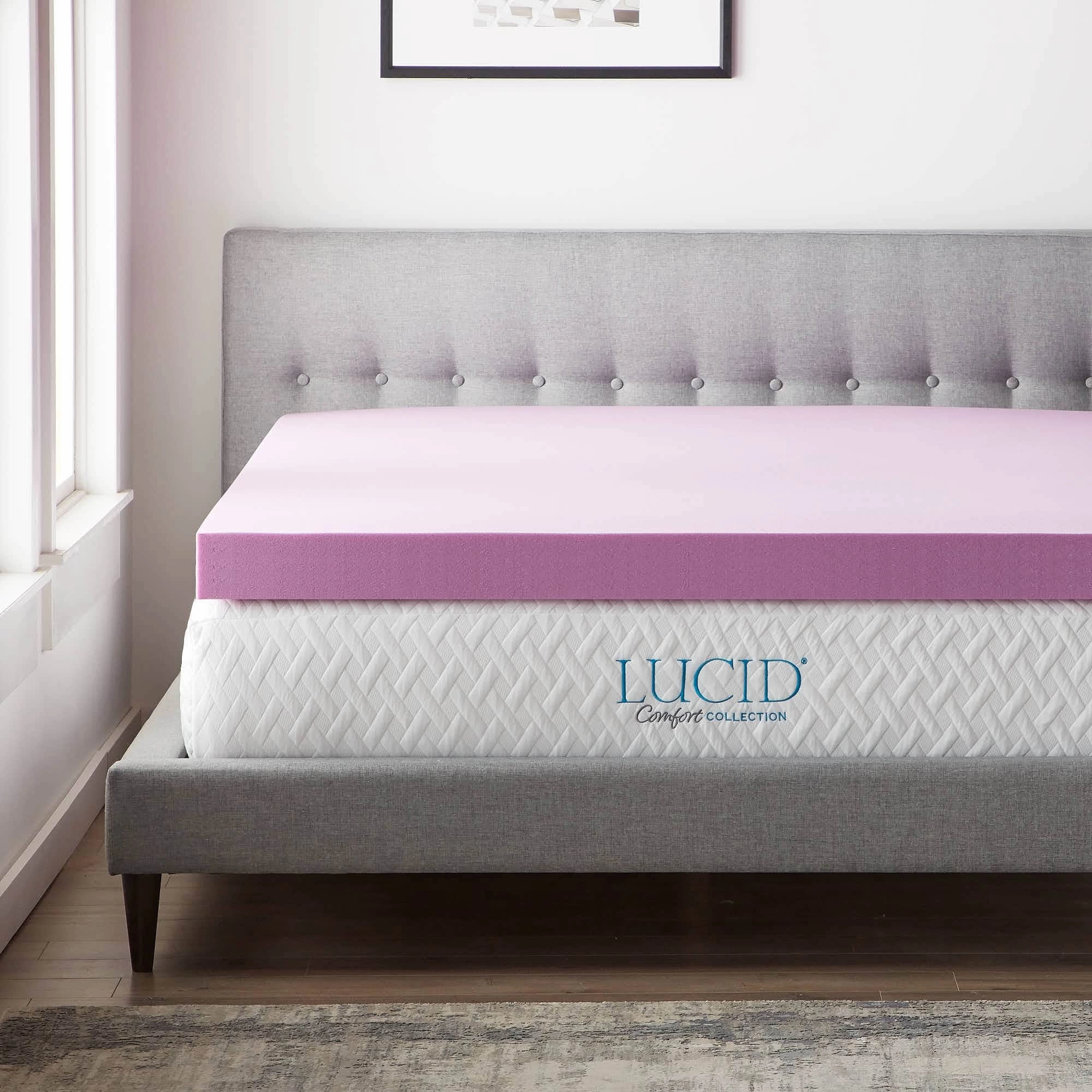 Lucid Comfort Collection Lavender and Aloe Memory Foam Mattress Topper
