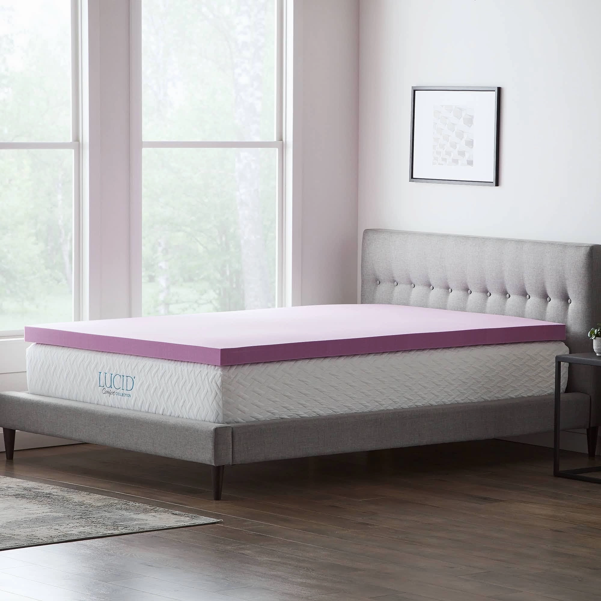 Lucid Comfort Collection Lavender and Aloe Memory Foam Mattress Topper