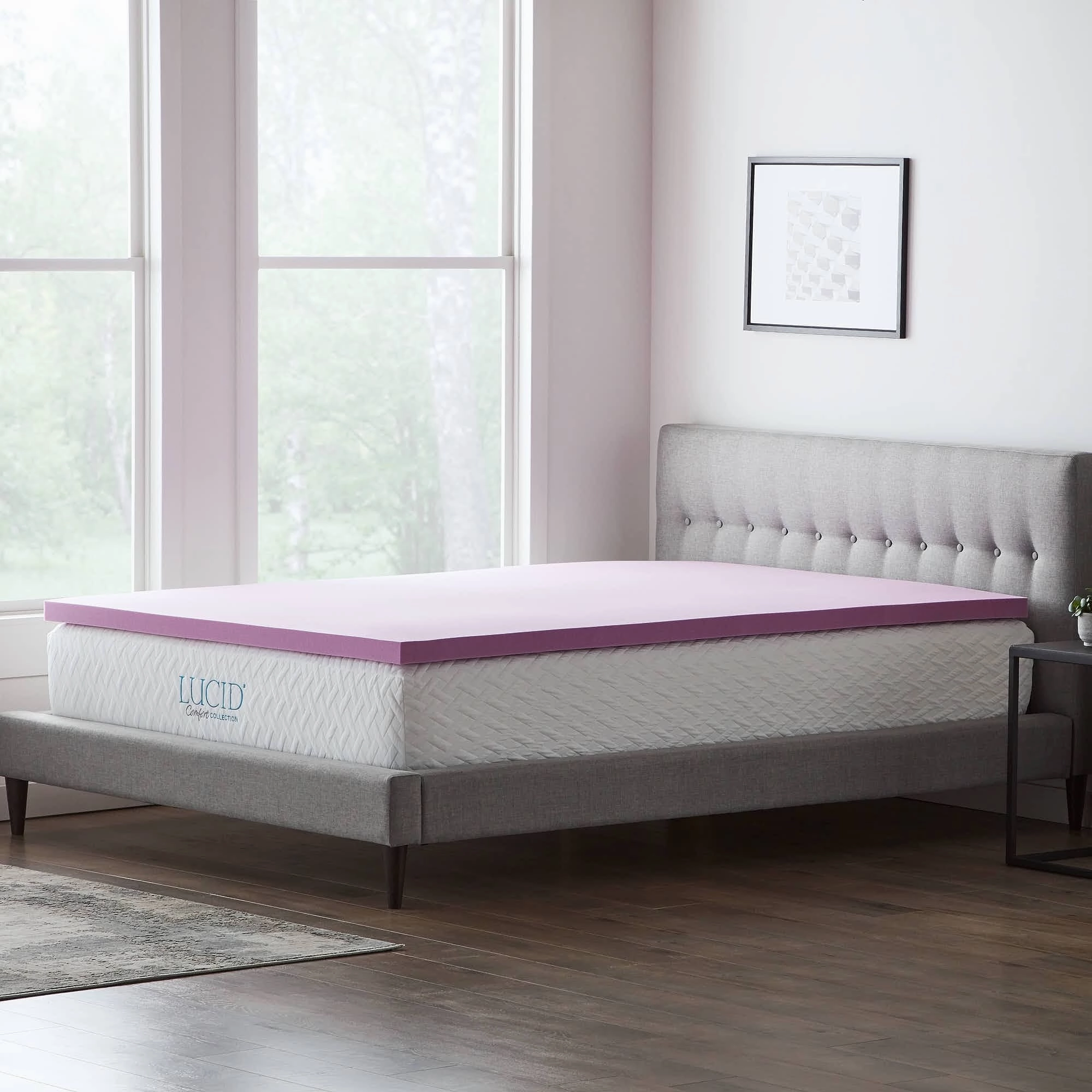 Lucid Comfort Collection Lavender and Aloe Memory Foam Mattress Topper
