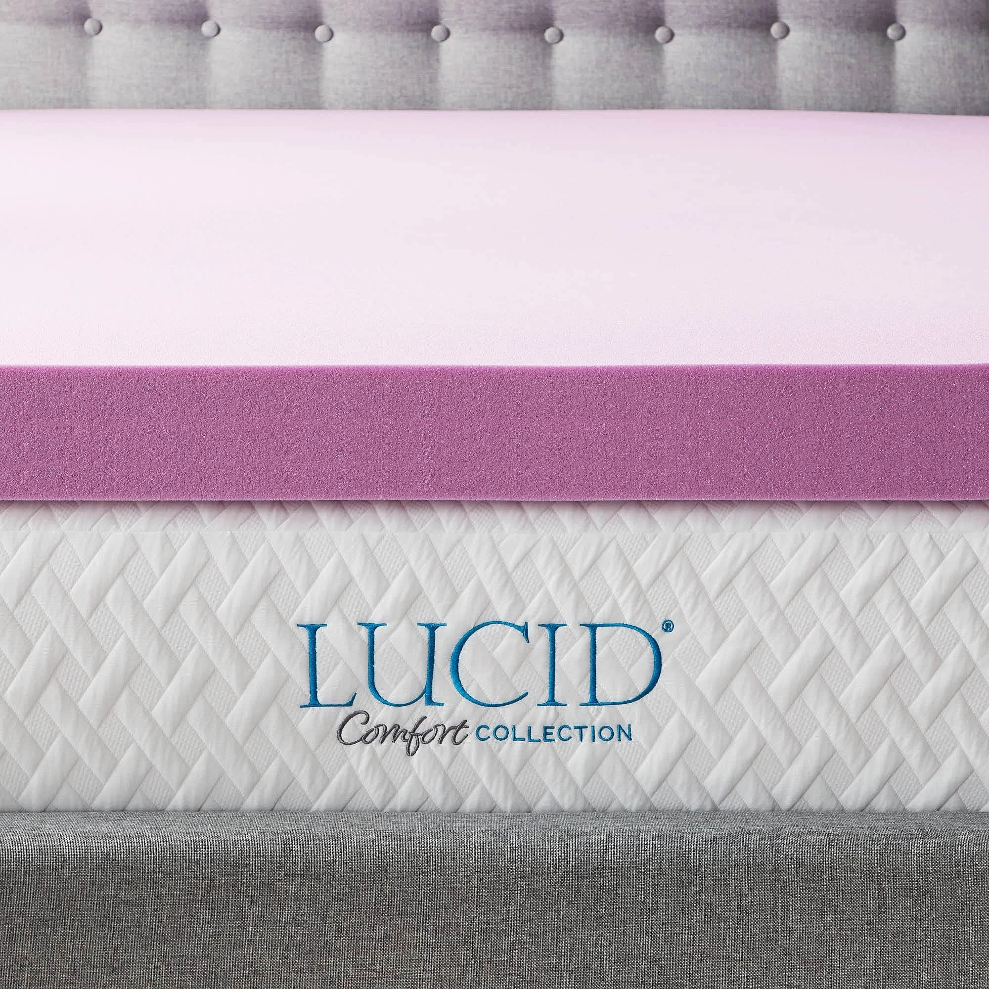 Lucid Comfort Collection Lavender and Aloe Memory Foam Mattress Topper