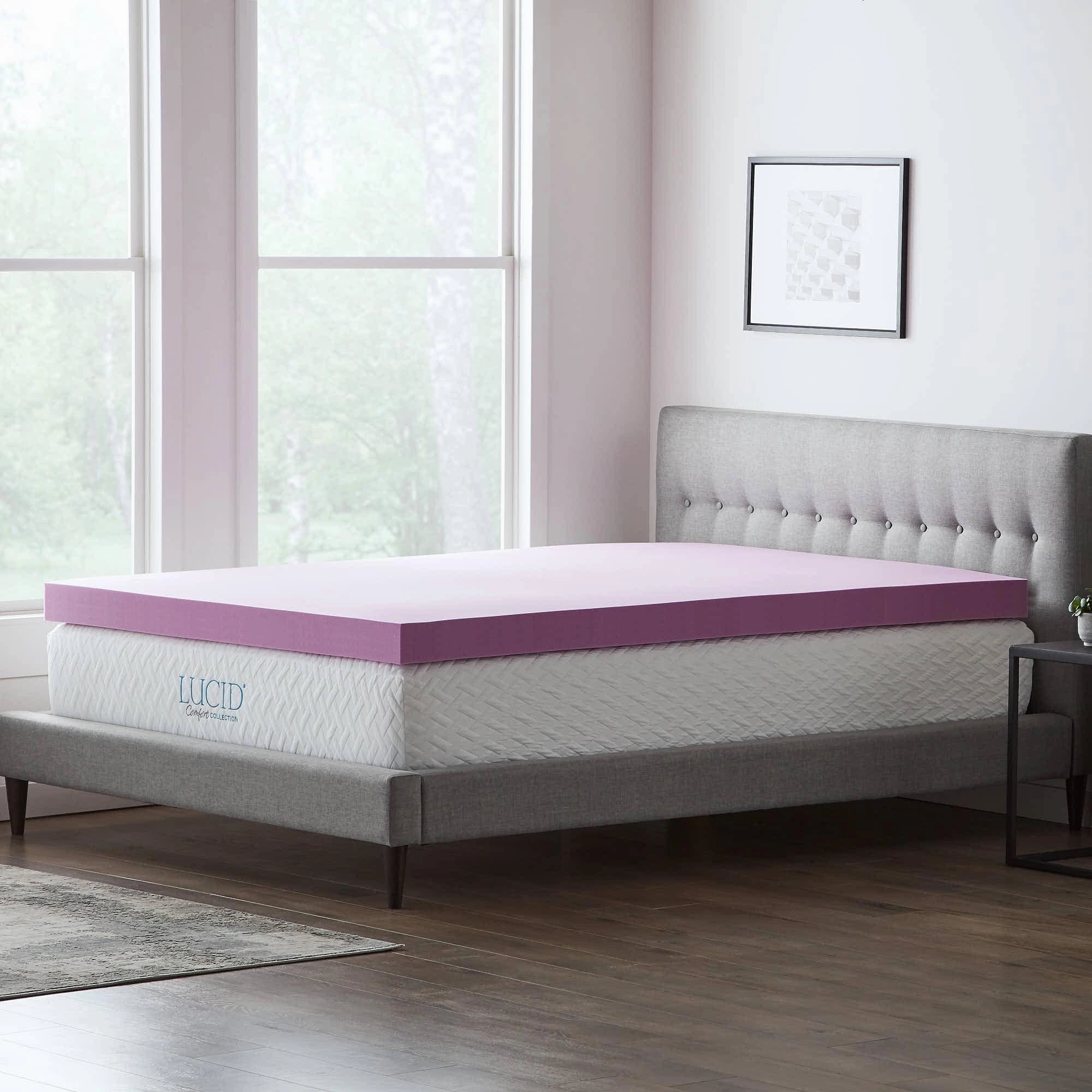 Lucid Comfort Collection Lavender and Aloe Memory Foam Mattress Topper