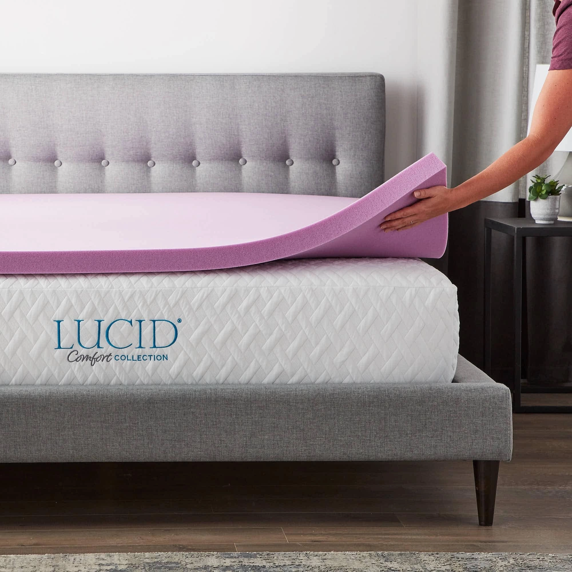 Lucid Comfort Collection Lavender and Aloe Memory Foam Mattress Topper