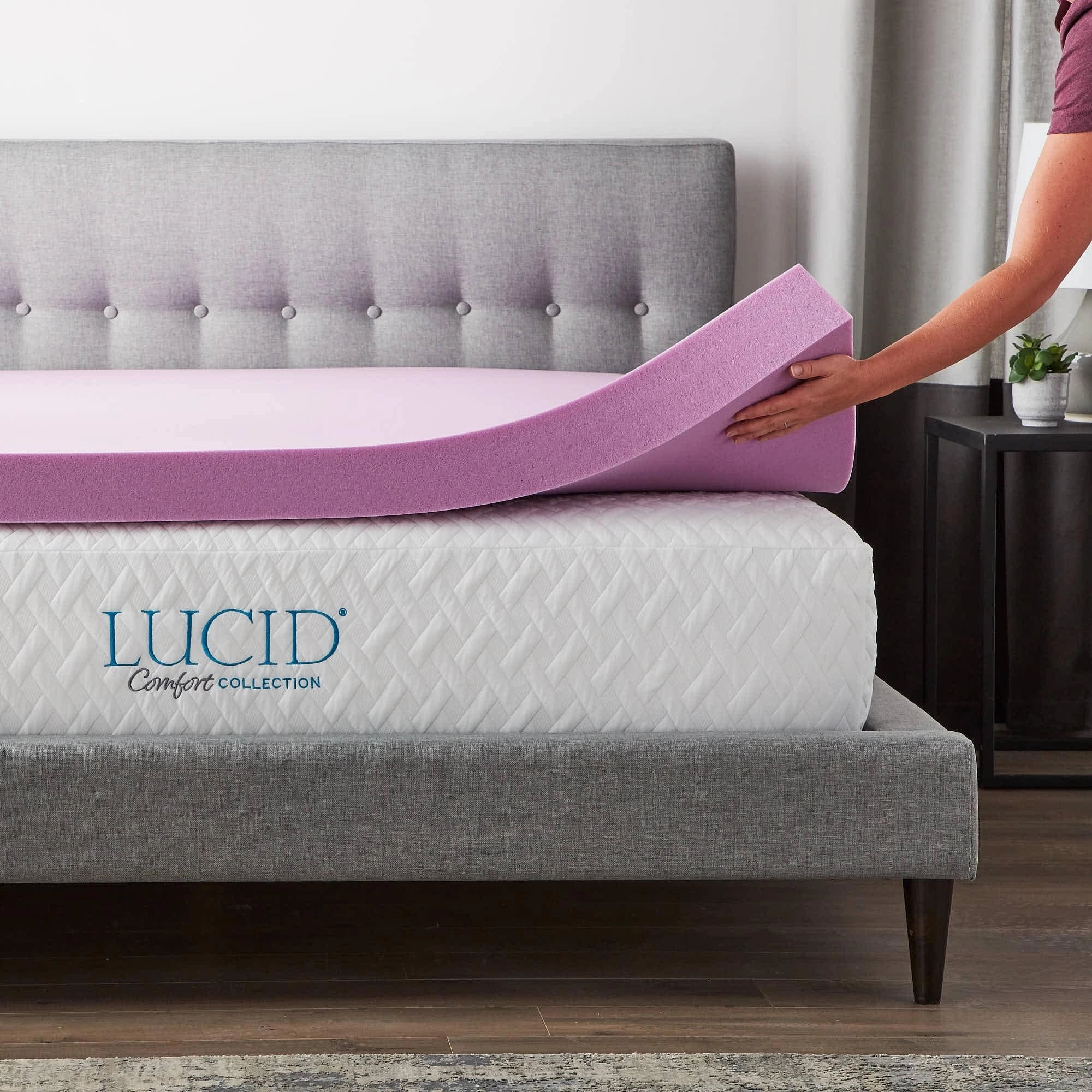 Lucid Comfort Collection Lavender and Aloe Memory Foam Mattress Topper
