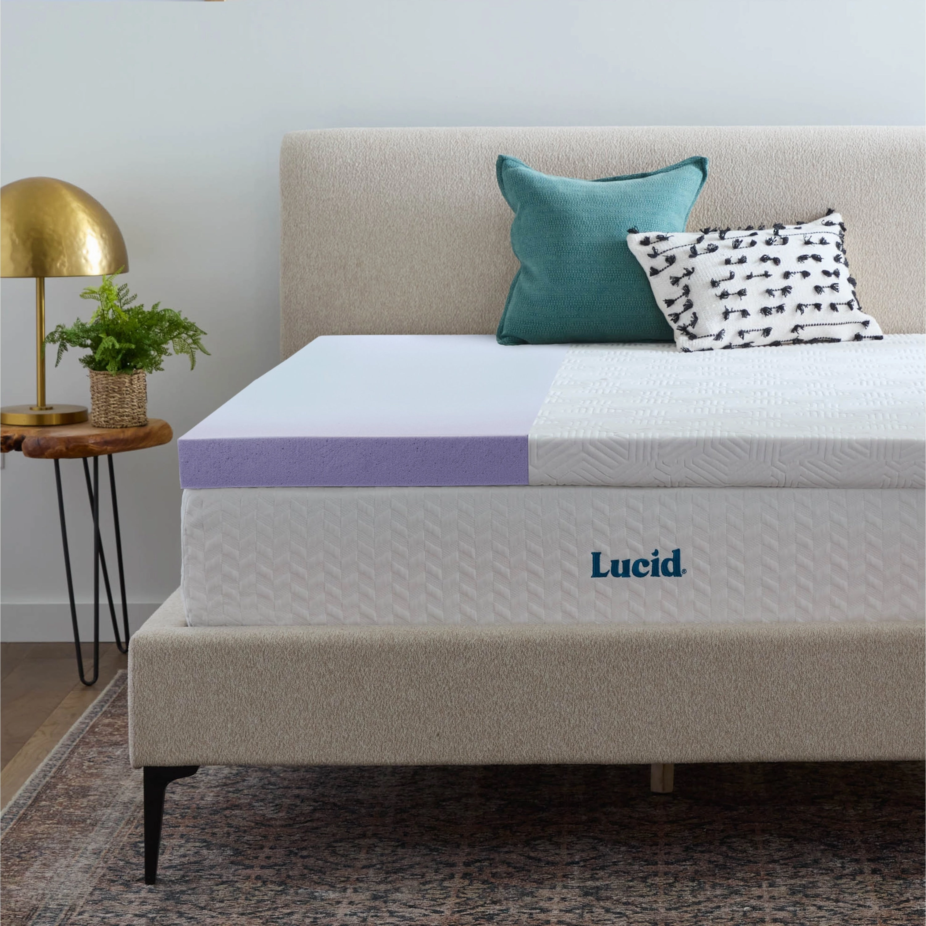 Lucid Lavender and Gel Covered Mattress Topper 2,3,4 inch - N/A