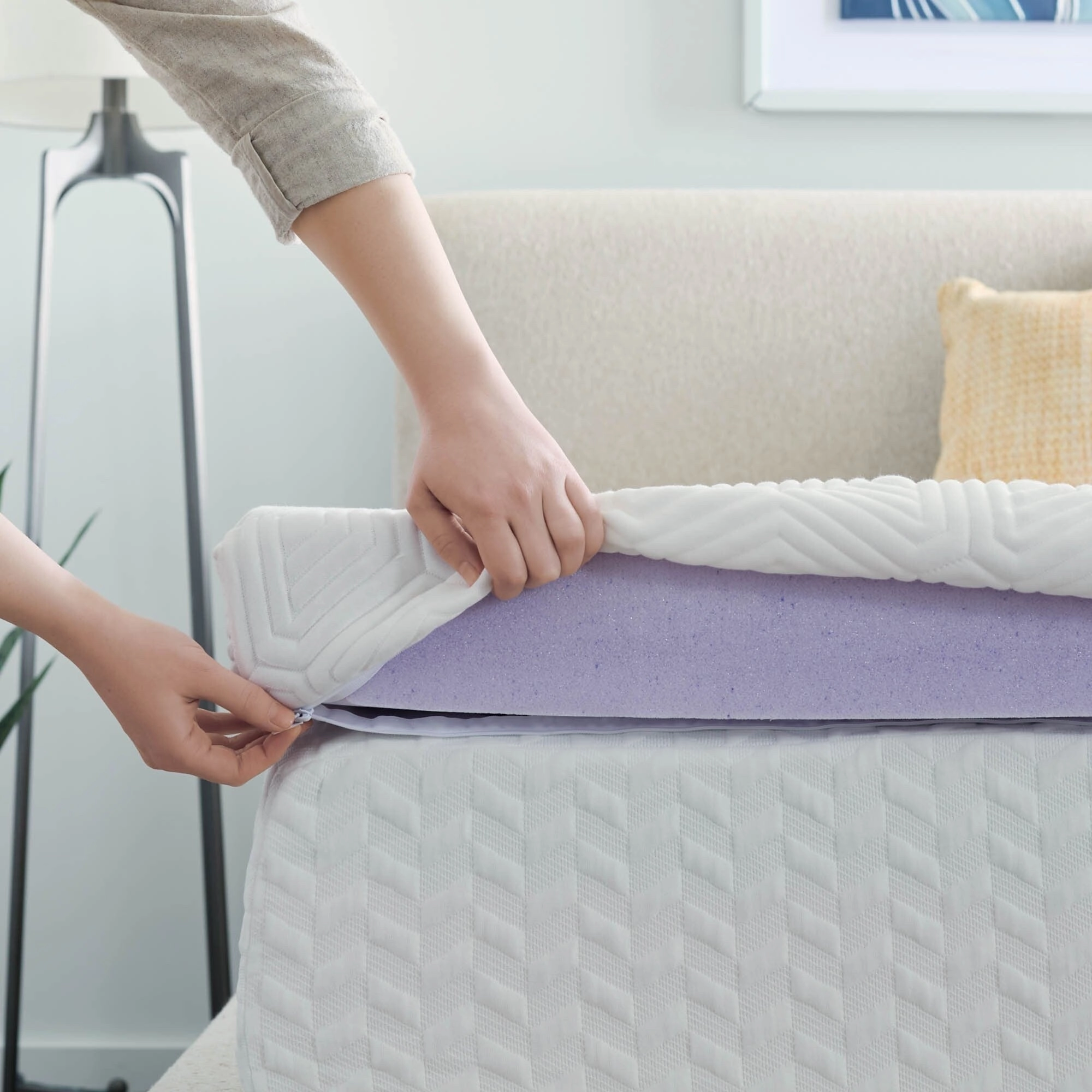 Lucid Lavender and Gel Covered Mattress Topper 2,3,4 inch - N/A