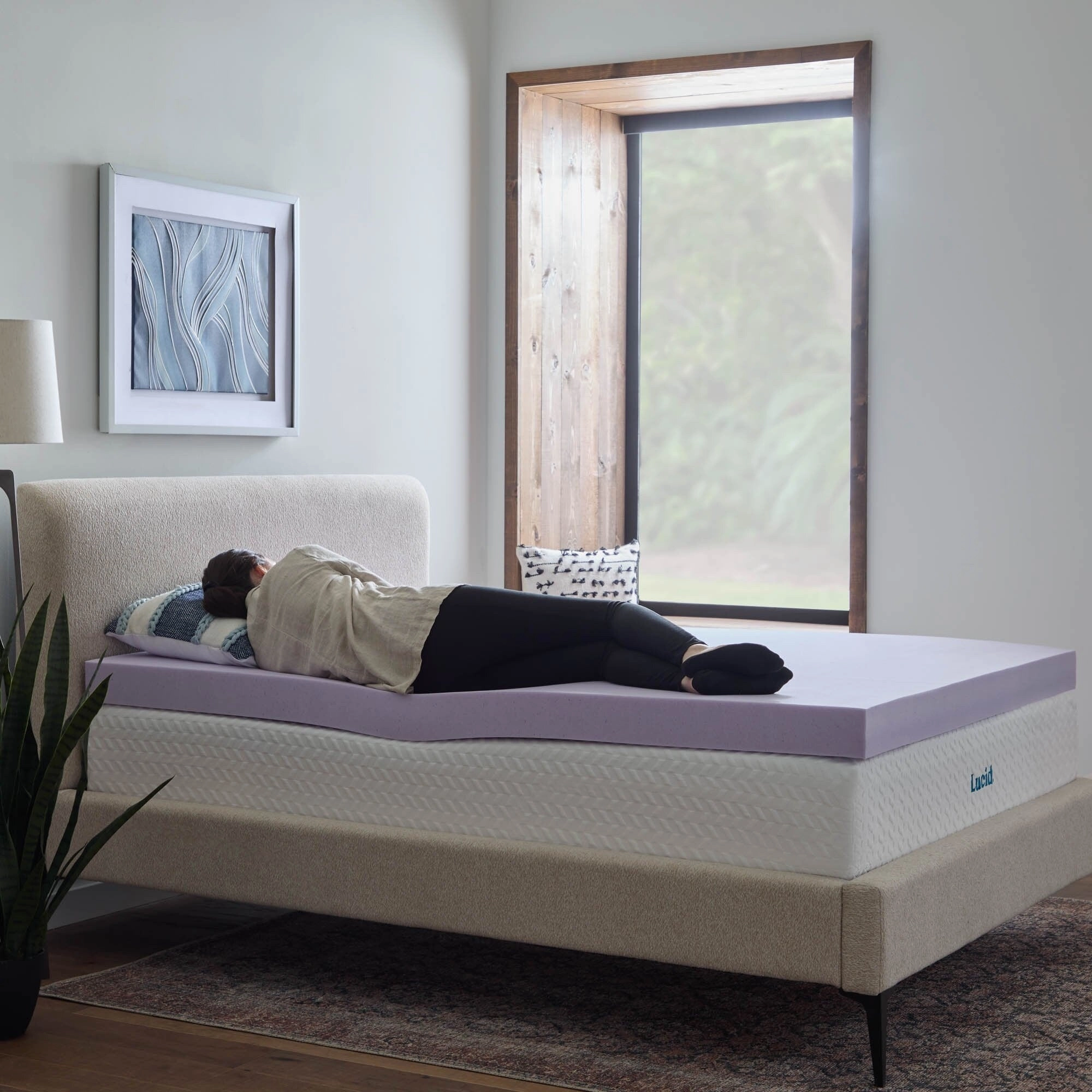 Lucid Lavender and Gel Covered Mattress Topper 2,3,4 inch - N/A