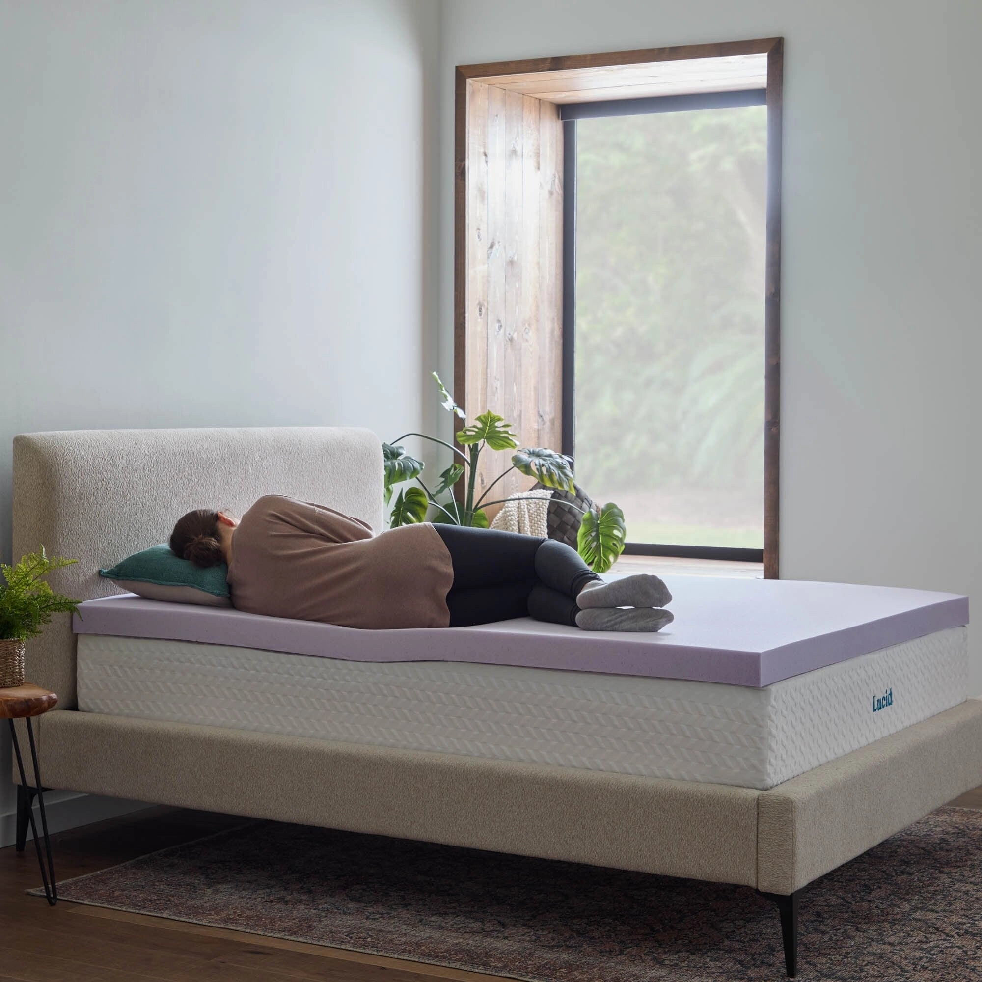 Lucid Lavender and Gel Covered Mattress Topper 2,3,4 inch - N/A
