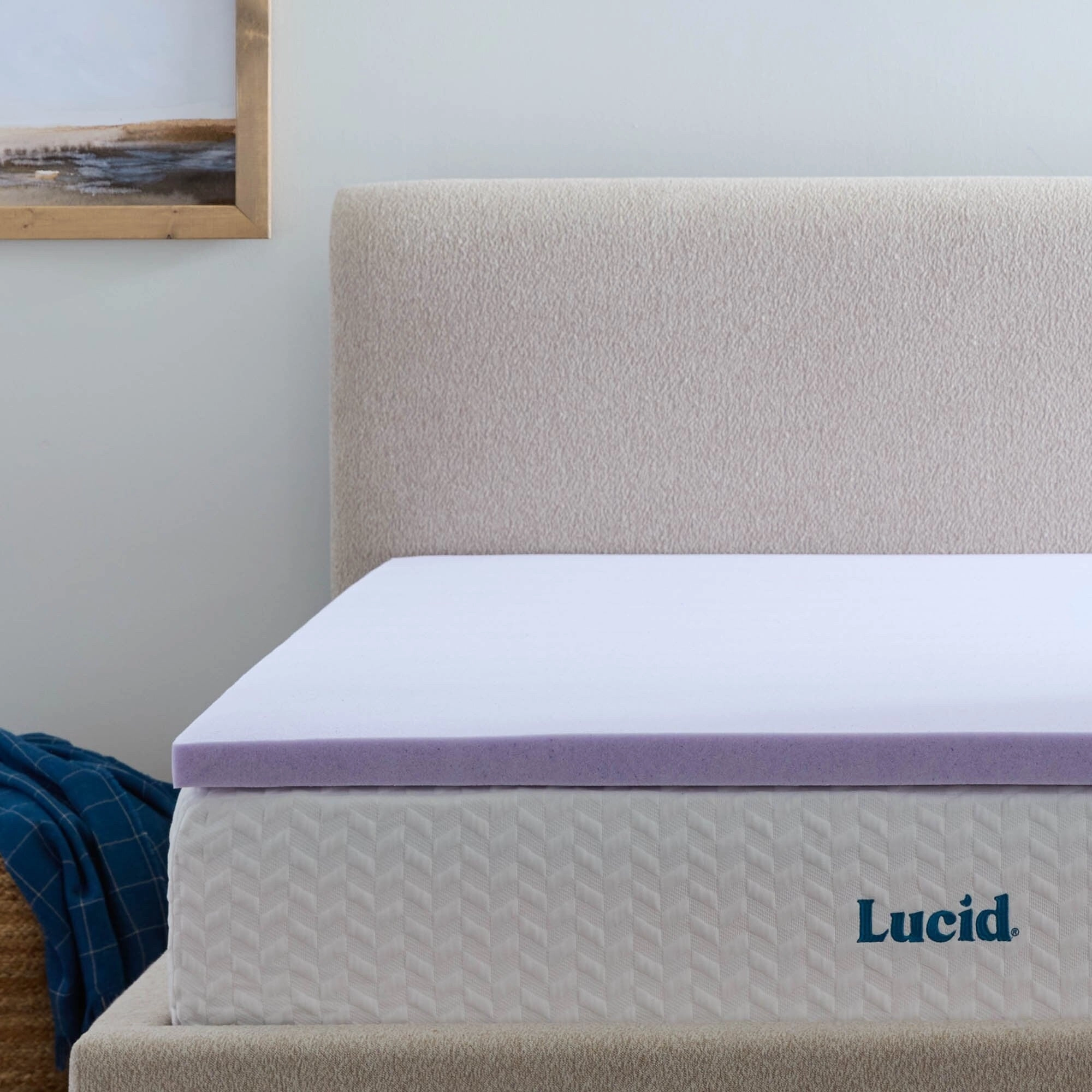 Lucid Lavender and Gel Covered Mattress Topper 2,3,4 inch - N/A