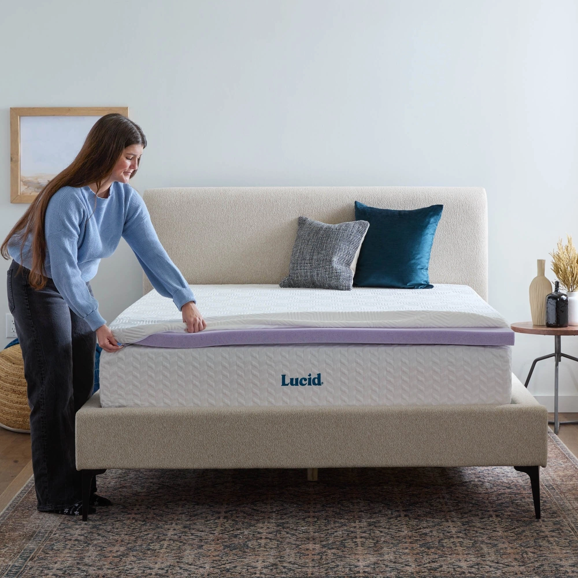Lucid Lavender and Gel Covered Mattress Topper 2,3,4 inch - N/A