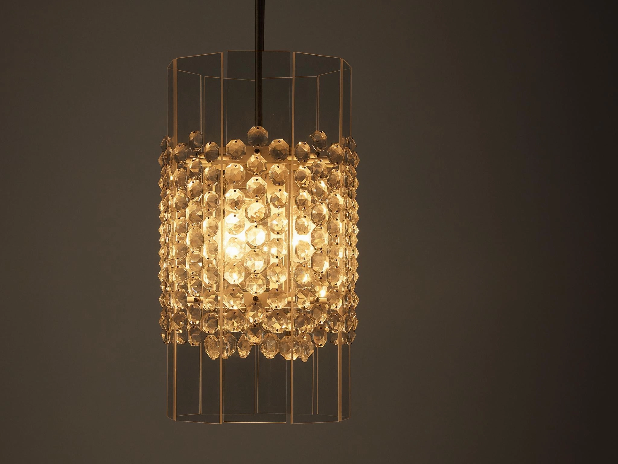 Lucite and Cut Glass Pendant