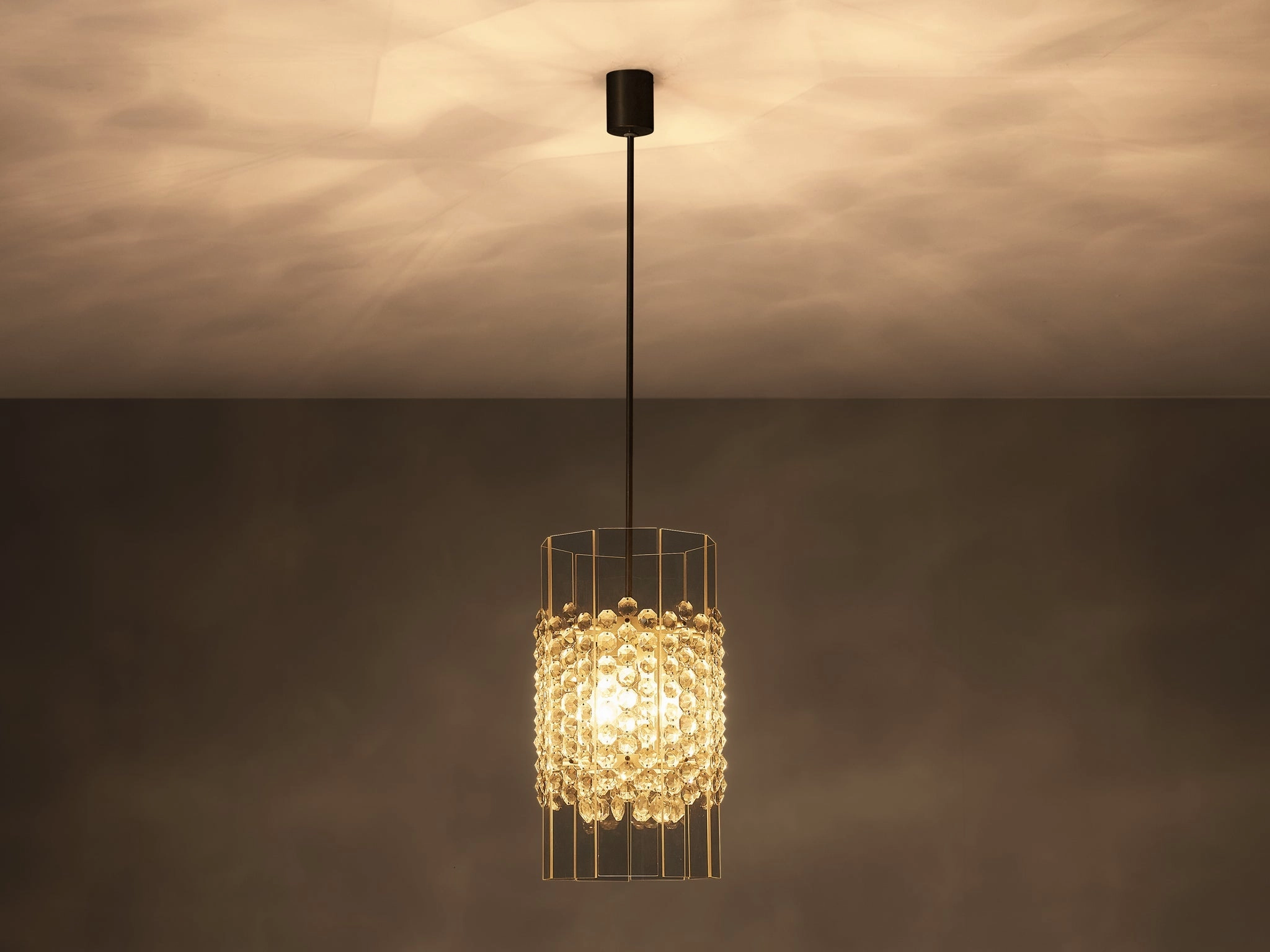 Lucite and Cut Glass Pendants