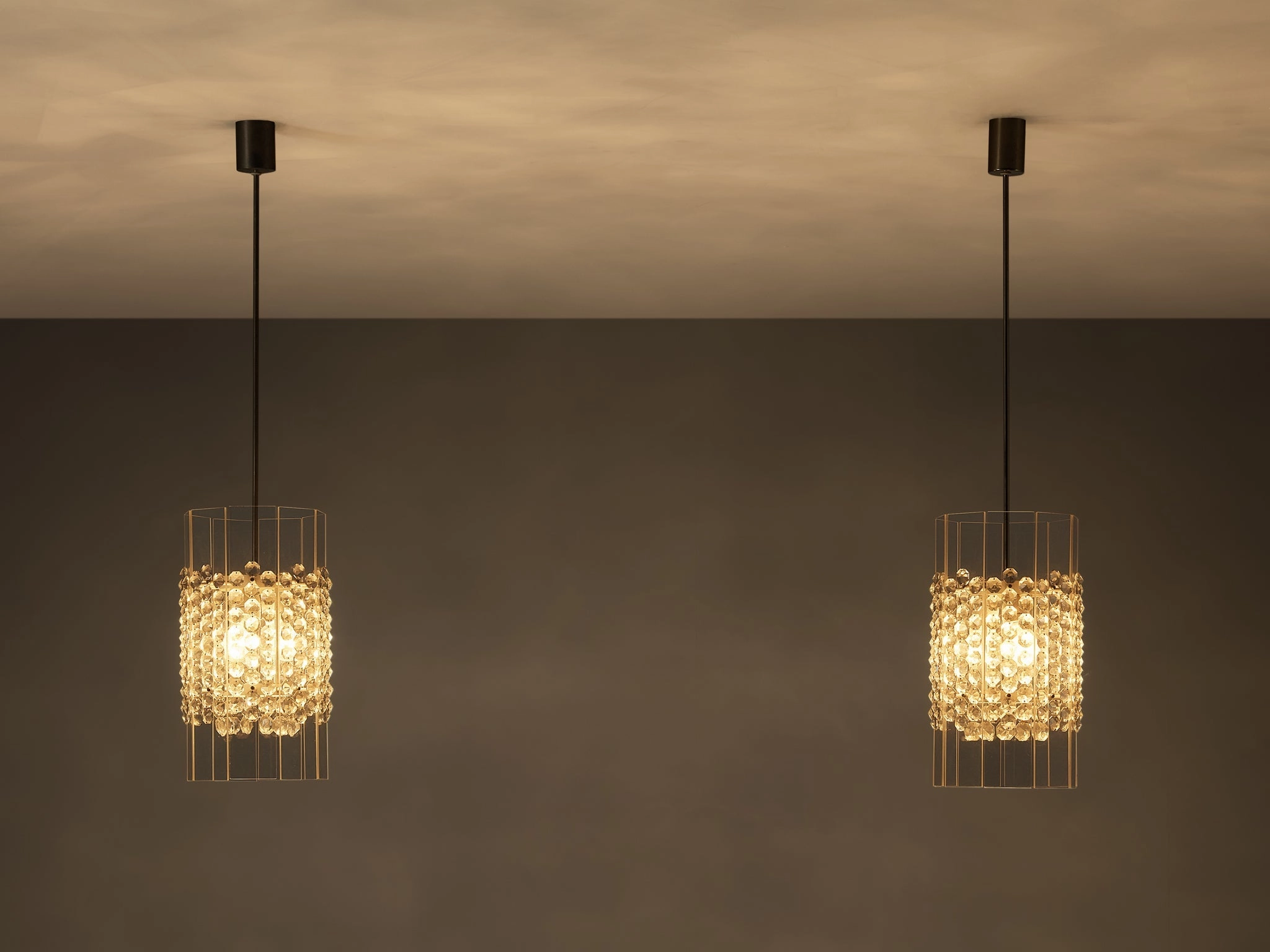 Lucite and Cut Glass Pendants