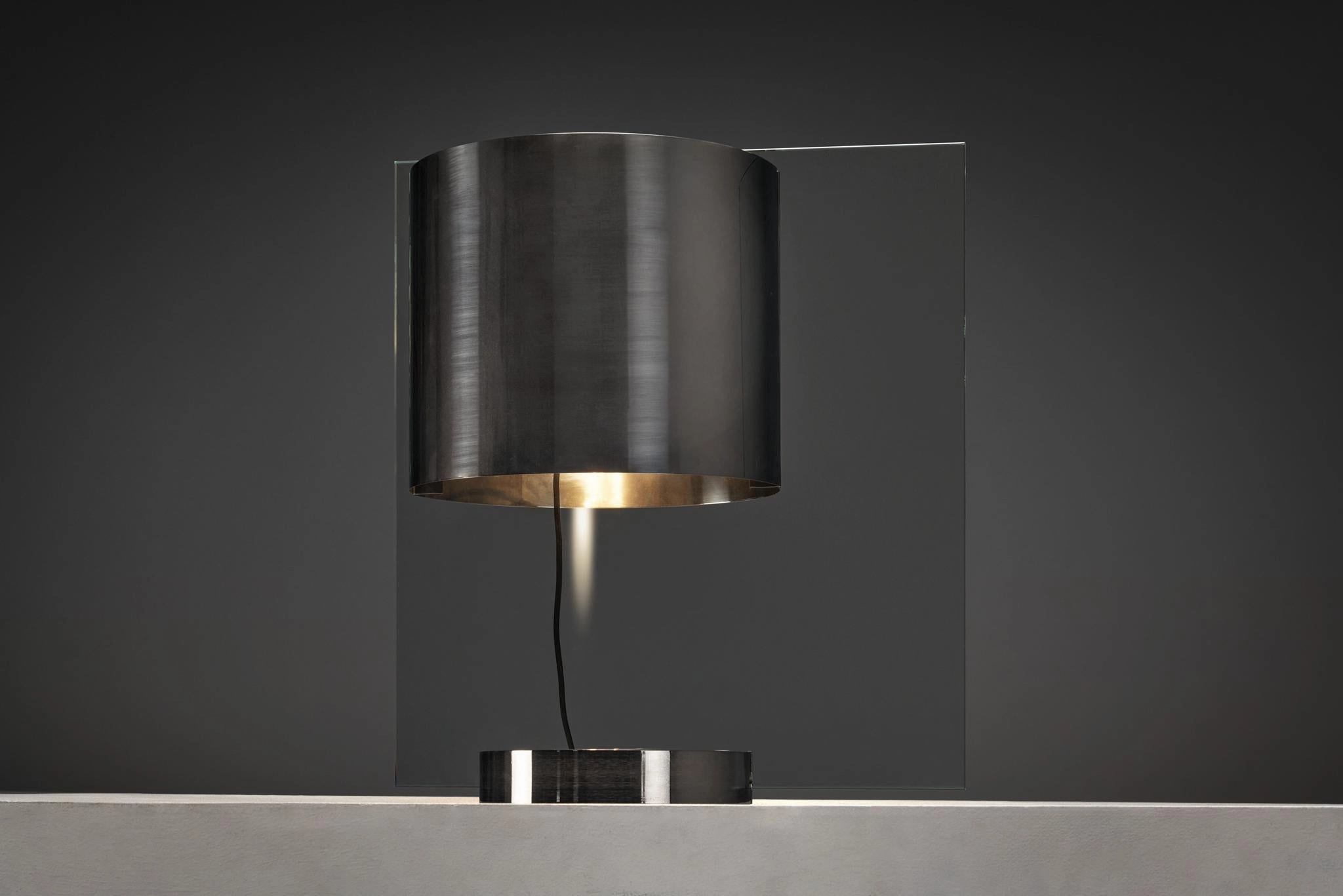 Lumenform Table Lamp in Glass and Chrome 1970s